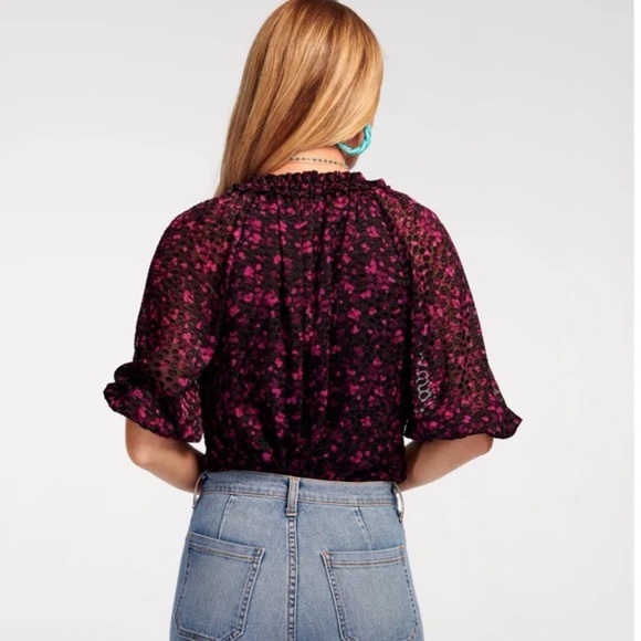 Ramy Brook Sara V-Neck Purple and Black Plumberry Textured Top size XS - Picture 7 of 9